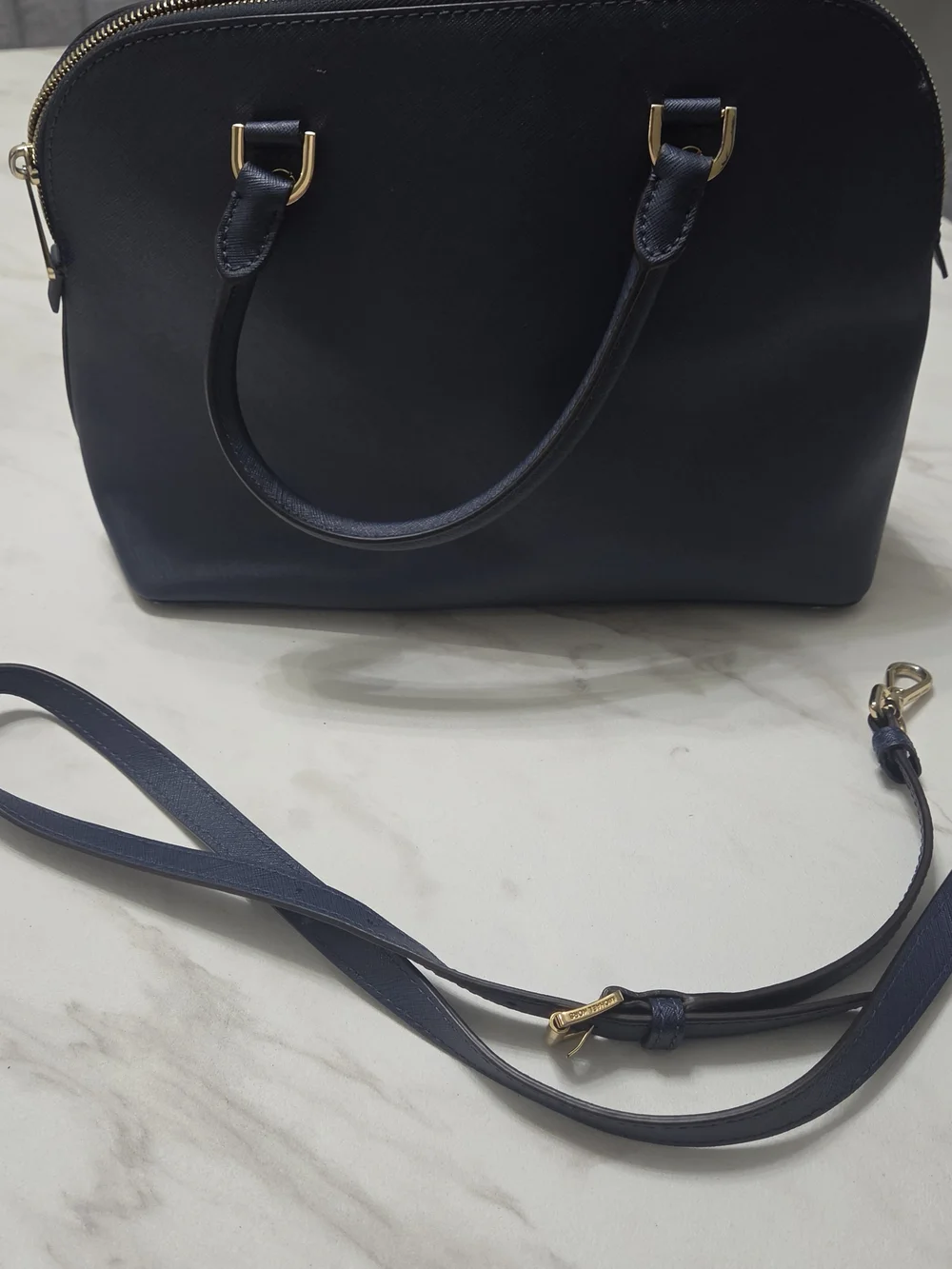 Michael Kors Navy Saffiano Dome Satchel